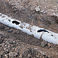 管理機の爪で壊した排水管