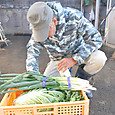 鍋具材を野菜コンテナに積め届ける